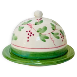 Cloche à beurre en faïence époque XXe signée Mesves R.R Renaud Rémusat