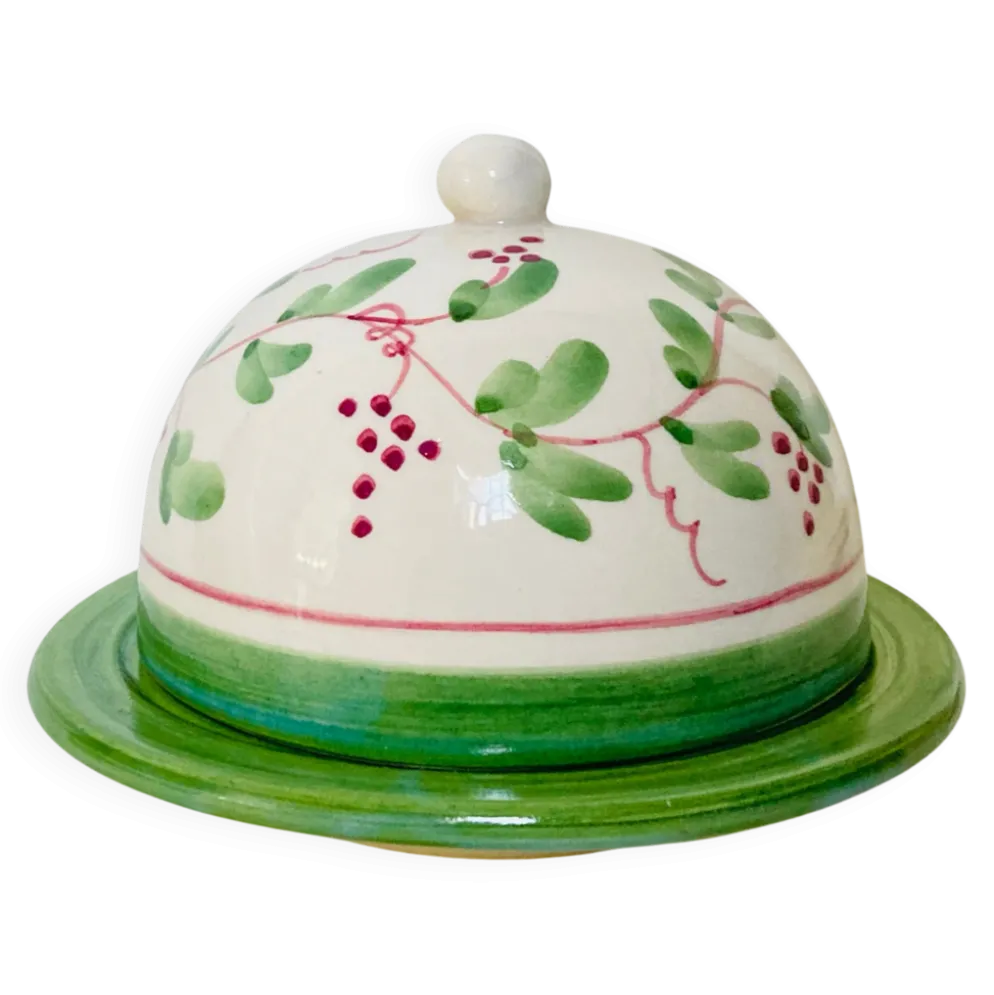 Cloche à beurre en faïence époque XXe signée Mesves R.R Renaud Rémusat