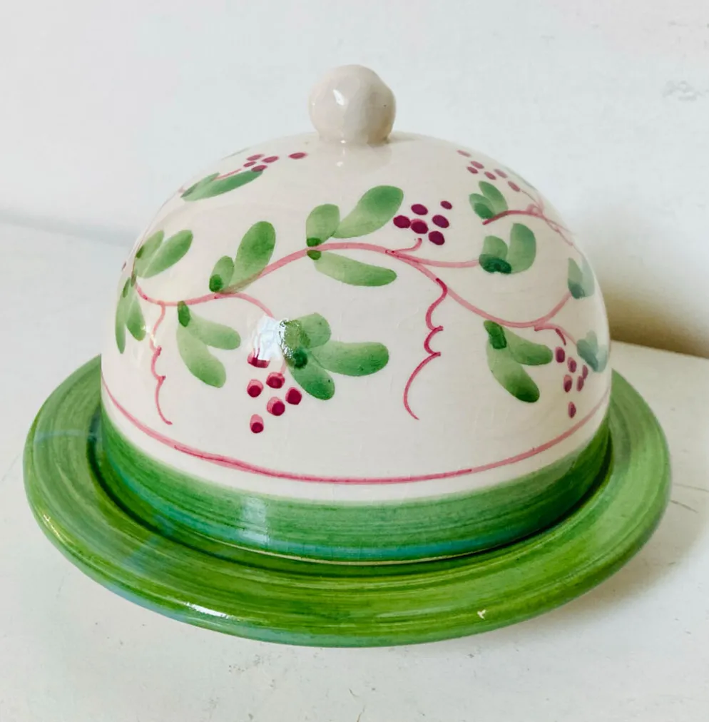 Cloche à beurre en faïence époque XXe signée Mesves R.R Renaud Rémusat