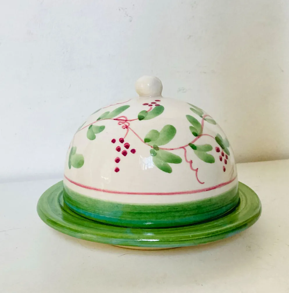 Cloche à beurre en faïence époque XXe signée Mesves R.R Renaud Rémusat