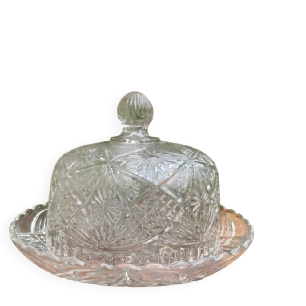 Cloche à fromage en verre pressé et moulé