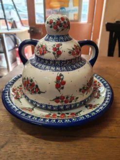Cloche à fromage grès émaillée Boleslawiec Pologne