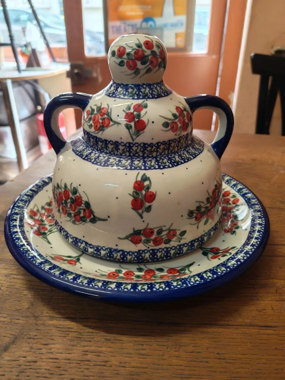 Cloche à fromage grès émaillée Boleslawiec Pologne