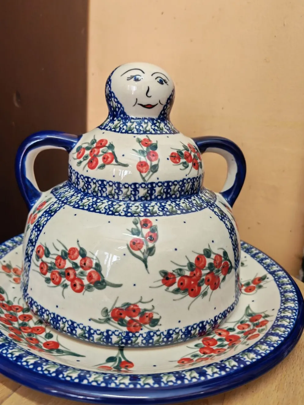 Cloche à fromage grès émaillée Boleslawiec Pologne