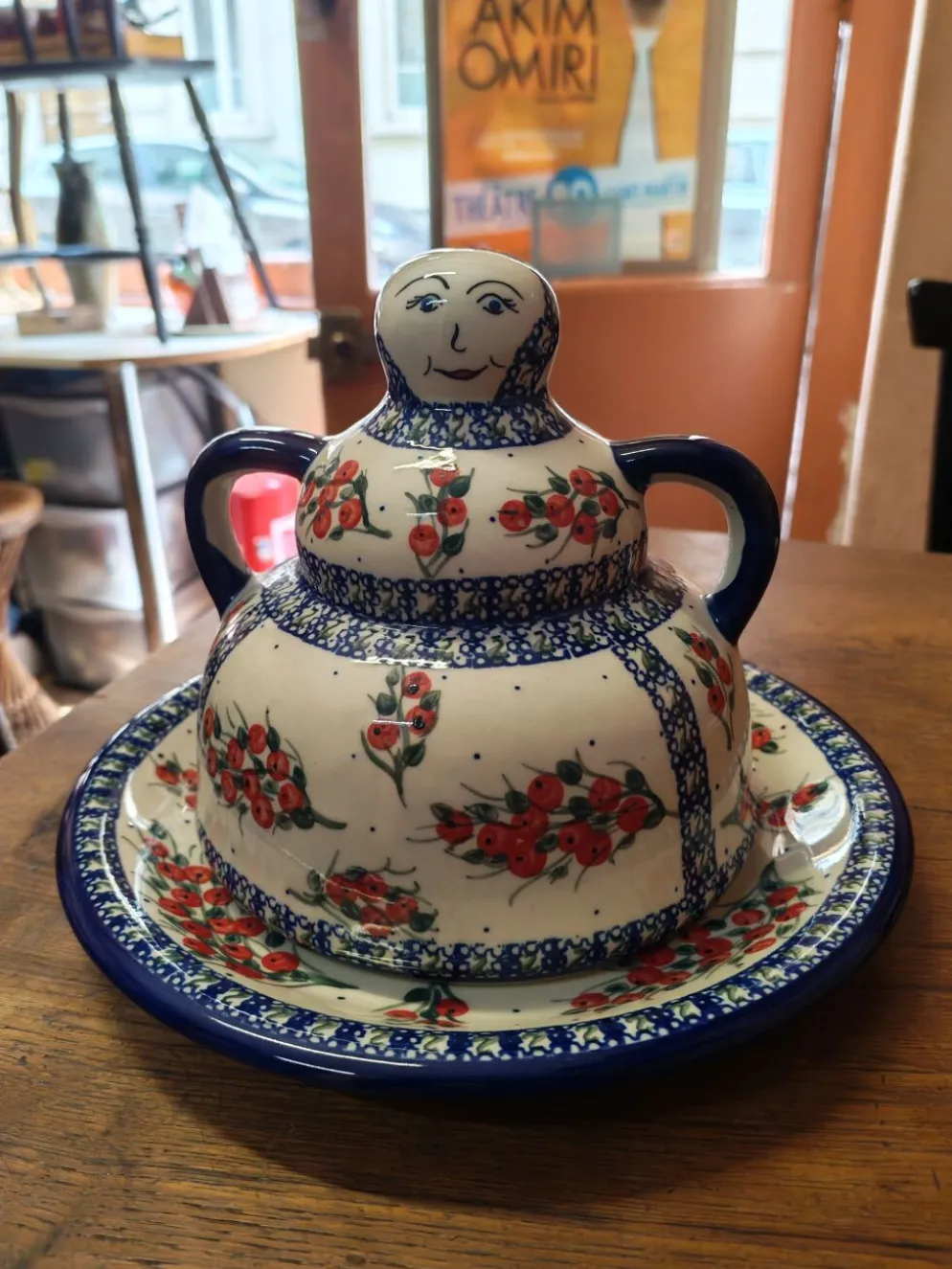 Cloche à fromage grès émaillée Boleslawiec Pologne