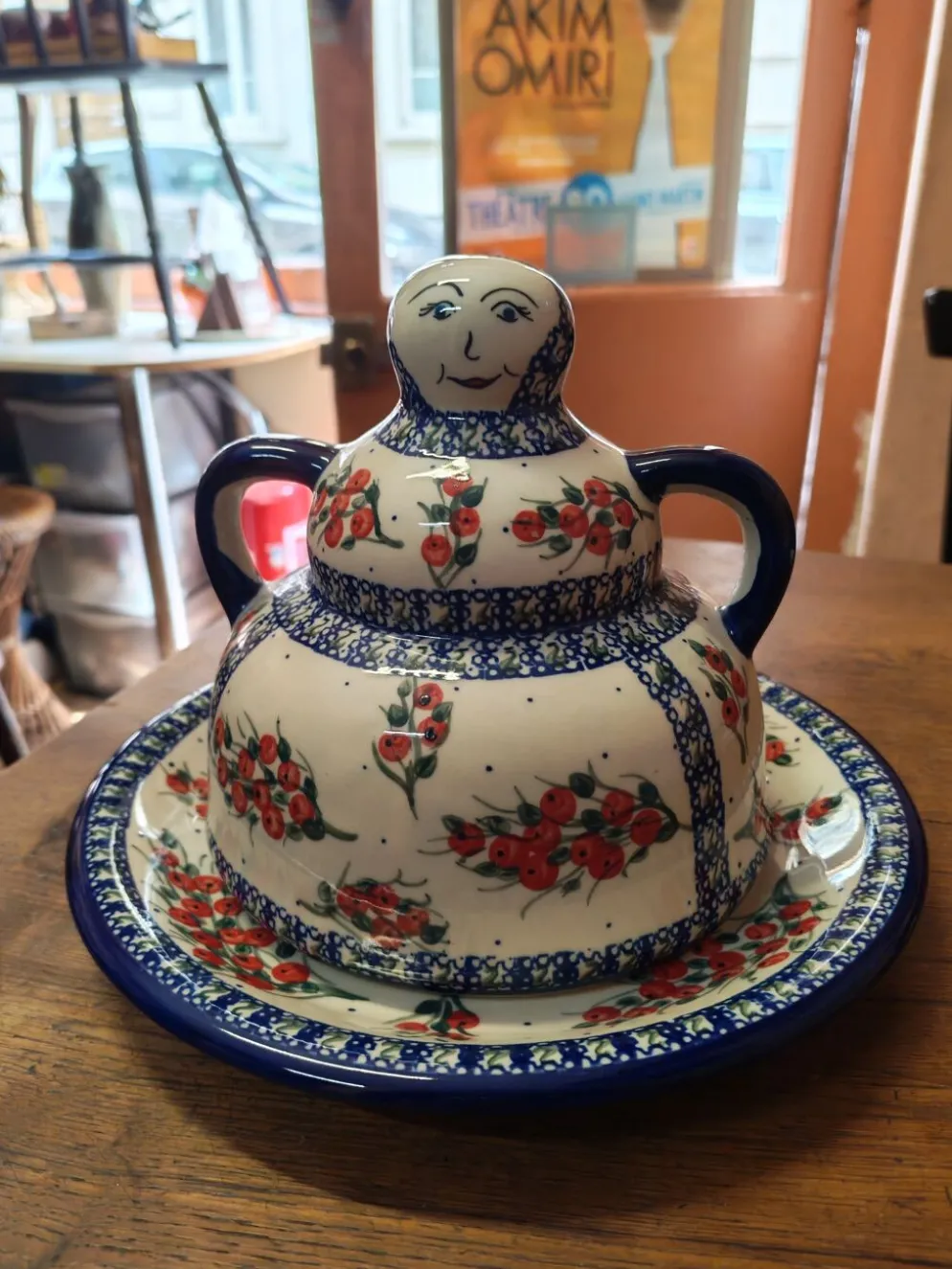 Cloche à fromage grès émaillée Boleslawiec Pologne