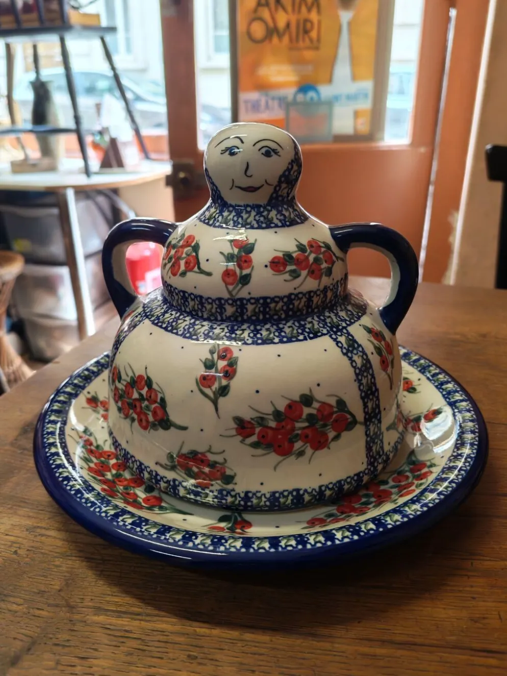 Cloche à fromage grès émaillée Boleslawiec Pologne