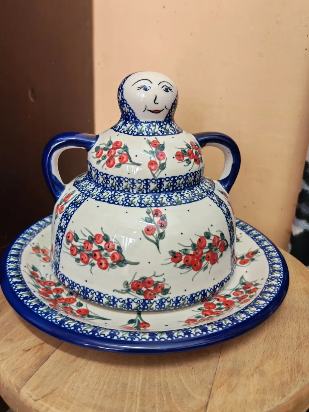 Cloche à fromage grès émaillée Boleslawiec Pologne