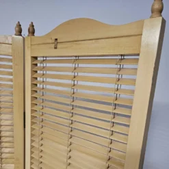 Cloison de séparation, paravent à lames en hêtre blond français, années 1960, largeur 155 cm, hauteur 185 cm