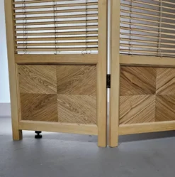 Cloison de séparation, paravent à lames en hêtre blond français, années 1960, largeur 155 cm, hauteur 185 cm