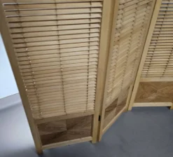 Cloison de séparation, paravent à lames en hêtre blond français, années 1960, largeur 155 cm, hauteur 185 cm