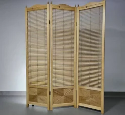Cloison de séparation, paravent à lames en hêtre blond français, années 1960, largeur 155 cm, hauteur 185 cm