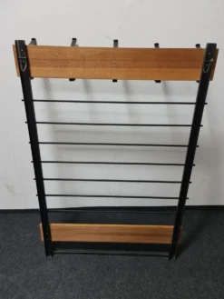 Coatrack mural vintage en teck et métal