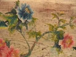 Coffre ancien chinois à panneau peint en orme – Chine, vers 1900