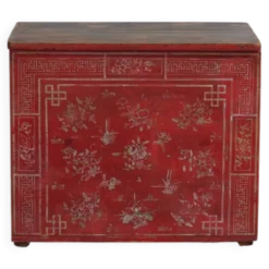 Coffre ancien chinois peint en bois de pin – Dongbei, circa 1930