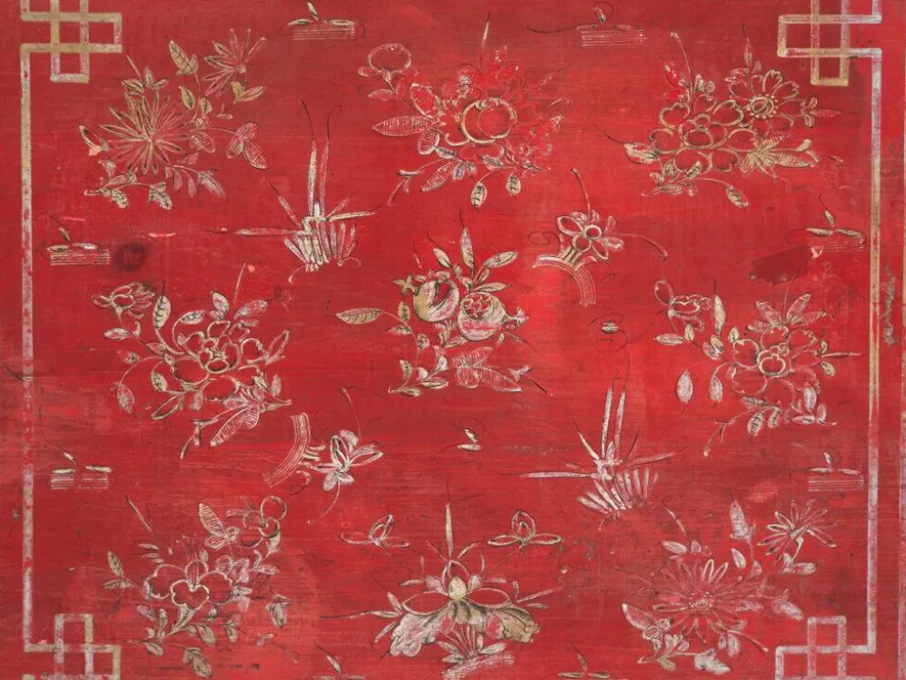 Coffre ancien chinois peint en bois de pin – Dongbei, circa 1930
