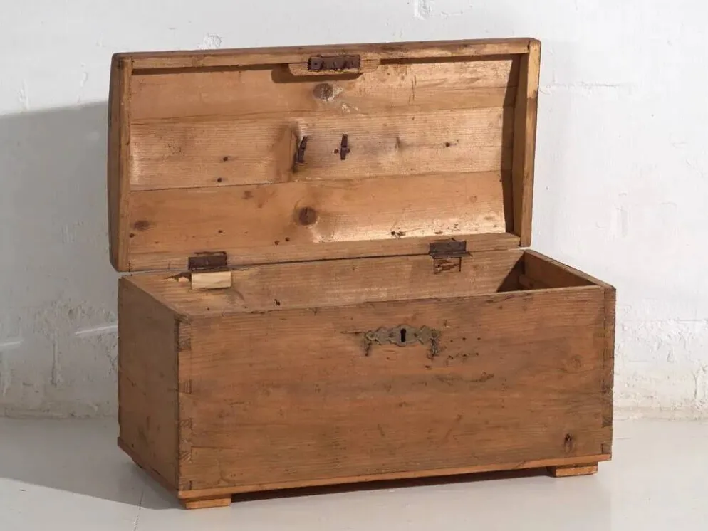 Coffre ancien en bois massif (vers 1900) #81