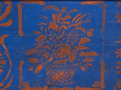Coffre ancien en bois peint bleu – art populaire – Europe centrale vers 1900