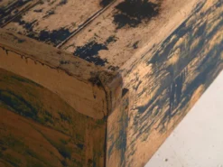 Coffre ancien peint en bleu en bois de pin – Europe centrale, vers 1870