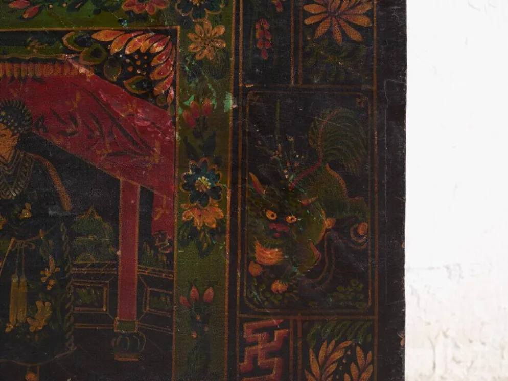 Coffre ancien peint en bois de pin – Chine, vers 1900