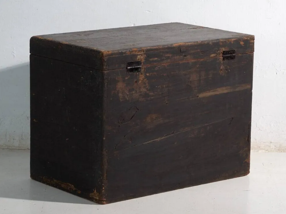 Coffre ancien peint en bois de pin – Chine, vers 1900