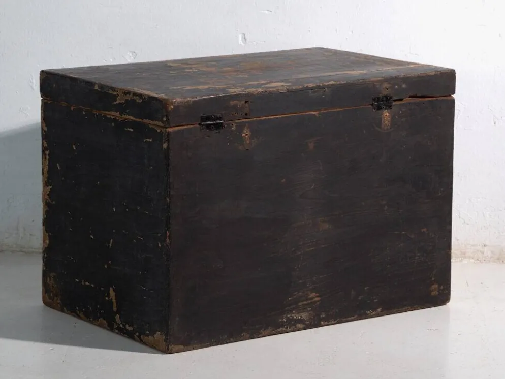 Coffre ancien peint en bois de pin – Chine, vers 1900