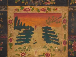 Coffre ancien peint en bois de pin – Chine, vers 1900