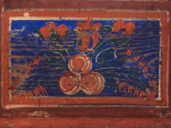 Coffre ancien peint à la main avec des motifs floraux (Année 1907) #100