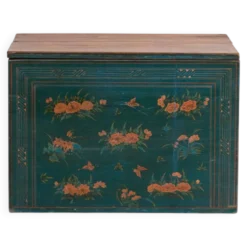 Coffre ancien polychromé en bois de pin – Chine, vers 1900