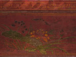 Coffre ancien rouge à motifs floraux (c.1900) #9