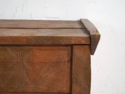 Coffre ancien sculpté en bois de pin – Transylvanie, vers 1900
