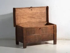 Coffre ancien sculpté en bois de pin – Transylvanie, vers 1900