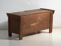 Coffre ancien sculpté en bois de pin – Transylvanie, vers 1900