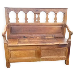 Coffre banc en chêne XIX ieme