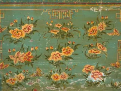 Coffre chinois ancien peint en bois de pin – Chine, circa 1900