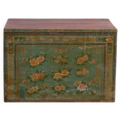 Coffre chinois ancien peint en bois de pin – Chine, circa 1900