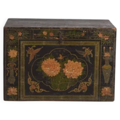 Coffre chinois ancien peint en bois de pin – Chine, circa 1900