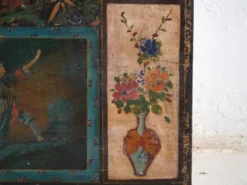 Coffre chinois ancien peint en bois de pin – Chine, circa 1900