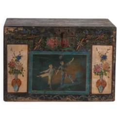 Coffre chinois ancien peint en bois de pin – Chine, circa 1900