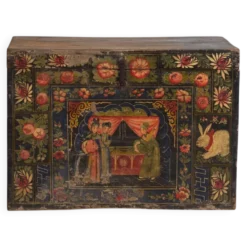 Coffre chinois ancien peint en bois de pin – Chine, circa 1900