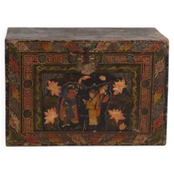 Coffre chinois ancien peint en bois de pin – Chine, circa 1900