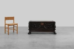 Coffre à couverture en chêne néo-renaissance français, 19e siècle