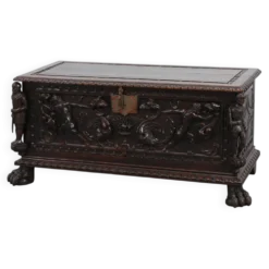 Coffre à couverture en chêne néo-renaissance français, 19e siècle