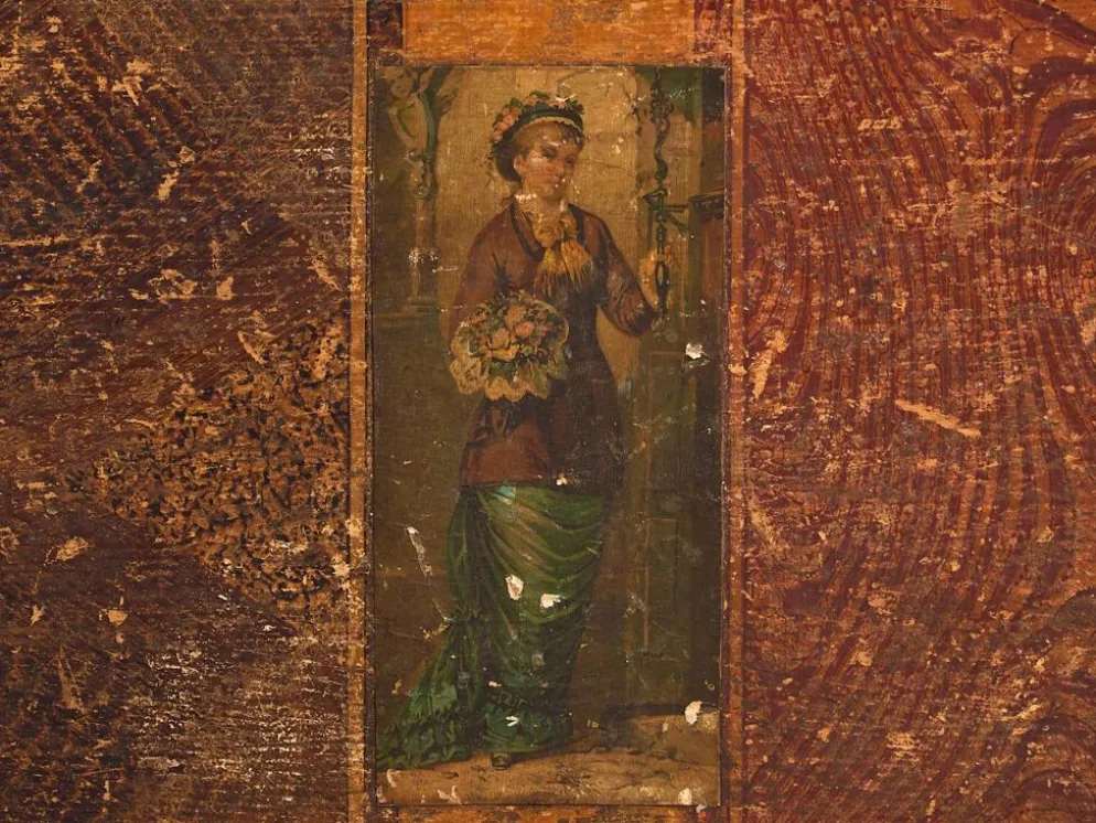Coffre de mariage ancien d’art populaire (vers 1820)