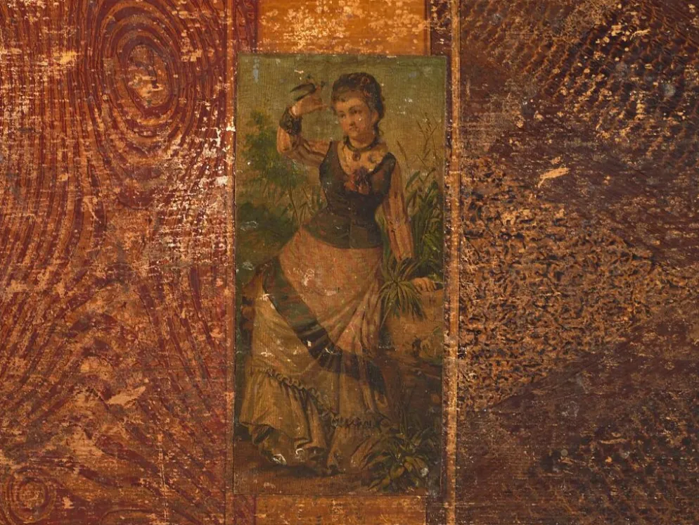 Coffre de mariage ancien d’art populaire (vers 1820)