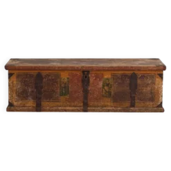 Coffre de mariage ancien d’art populaire (vers 1820)