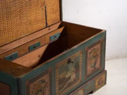 Coffre de mariage ancien peint en pin – Empire austro-hongrois , 1841