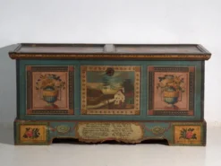 Coffre de mariage ancien peint en pin – Empire austro-hongrois , 1841