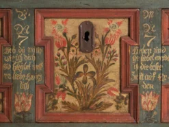 Coffre de mariage ancien peint en pin – Empire austro-hongrois, Année 1775
