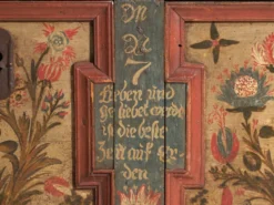 Coffre de mariage ancien peint en pin – Empire austro-hongrois, Année 1775